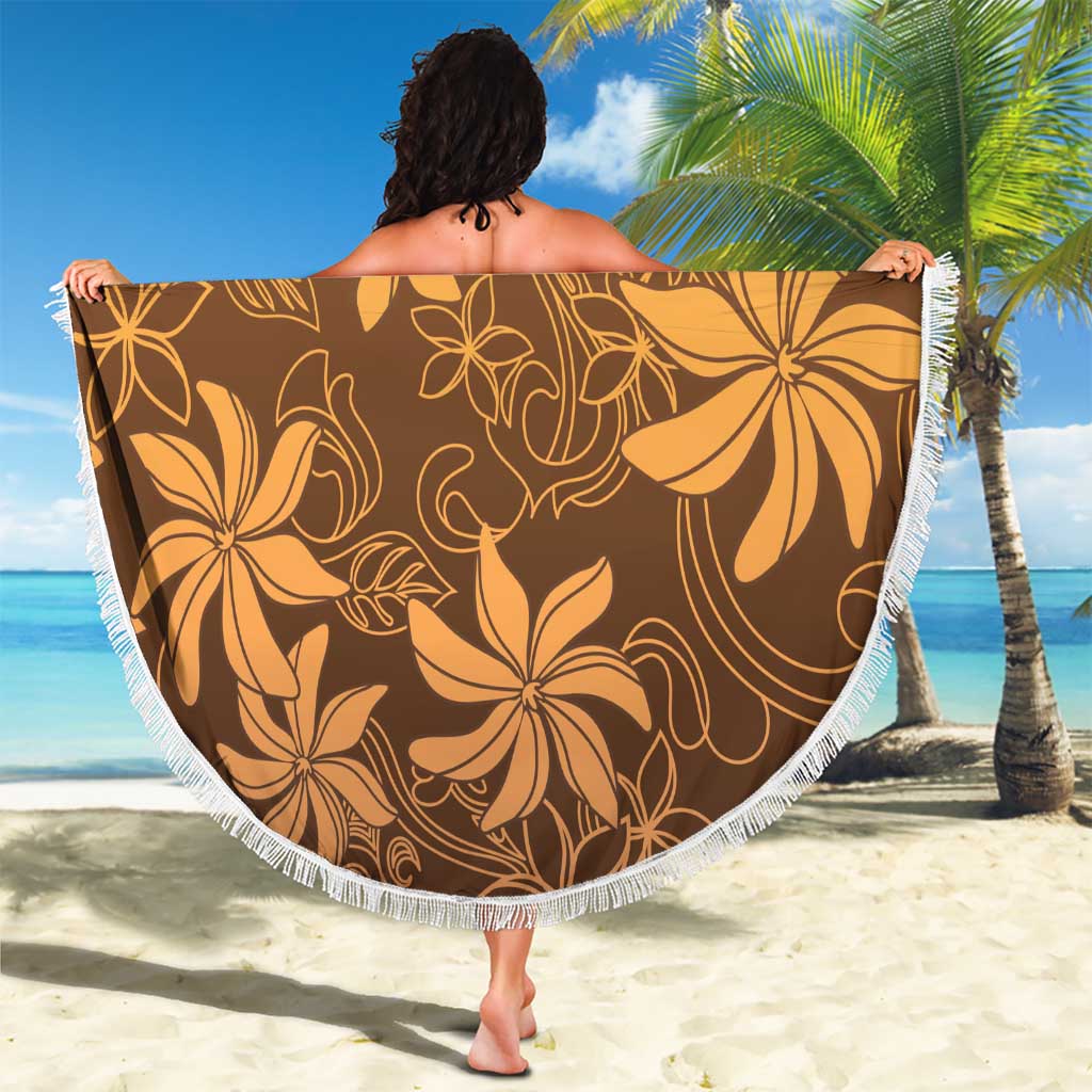 Tiare Tahiti Beach Blanket Brown Polynesia Motifs - Polynesian Pride