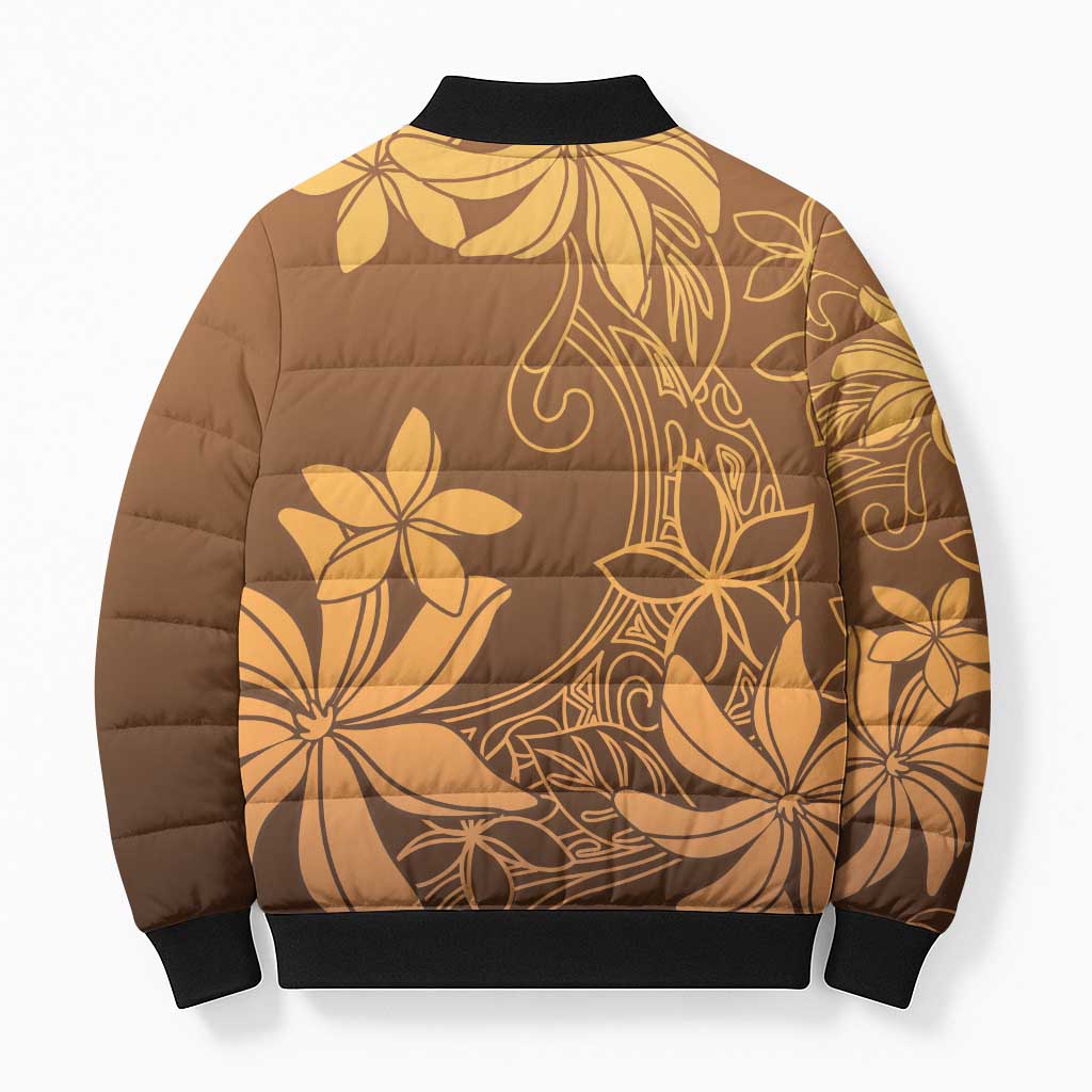 Tiare Tahiti Bomber Puffer Jacket Brown Polynesia Motifs LT05 - Polynesian Pride