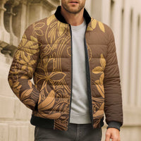 Tiare Tahiti Bomber Puffer Jacket Brown Polynesia Motifs LT05 - Polynesian Pride