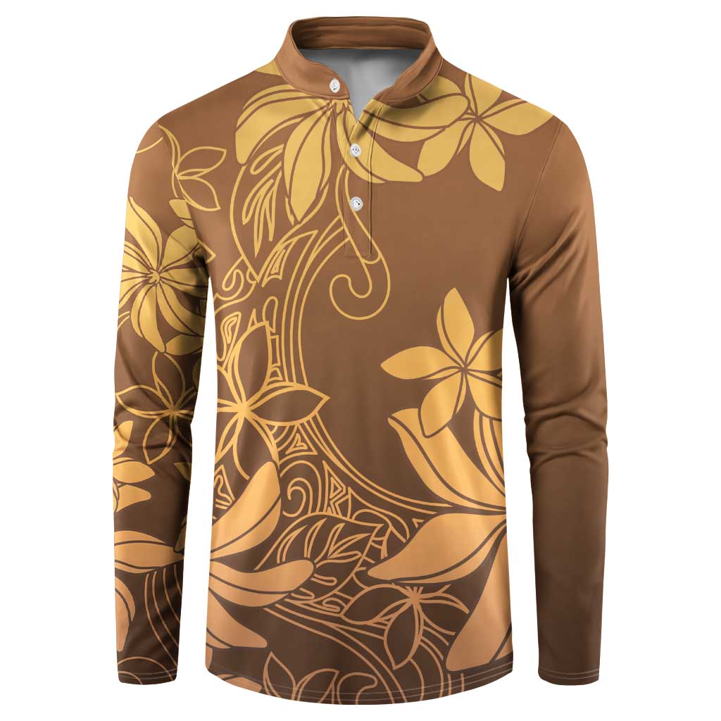 Tiare Tahiti Button Sweatshirt Brown Polynesia Motifs LT05 Brown - Polynesian Pride