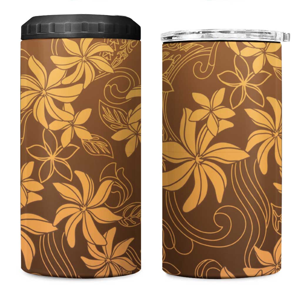 Tiare Tahiti 4 in 1 Can Cooler Tumbler Brown Polynesia Motifs - Polynesian Pride