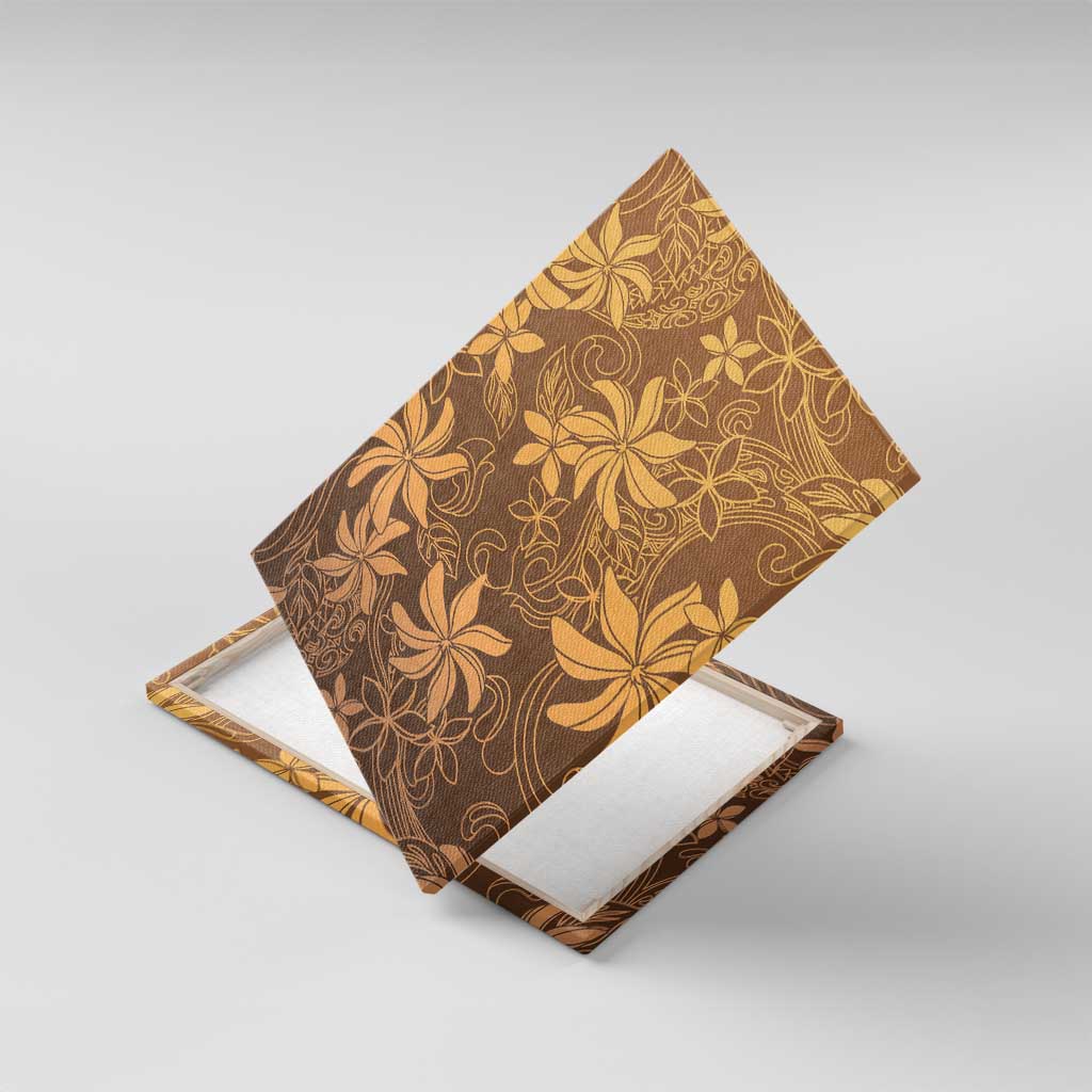 Tiare Tahiti Canvas Wall Art Brown Polynesia Motifs LT05 With Frame Brown - Polynesian Pride
