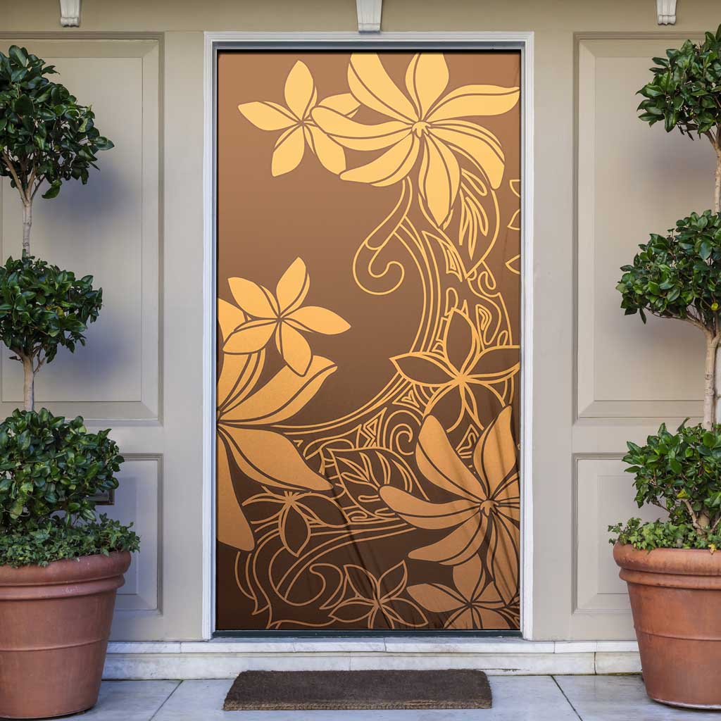Tiare Tahiti Door Cover Brown Polynesia Motifs - Polynesian Pride