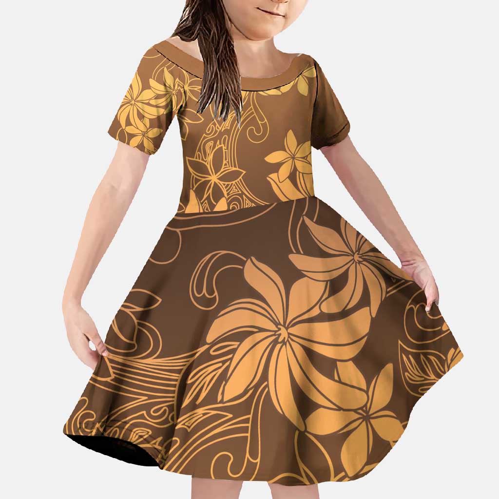 Tiare Tahiti Family Matching Short Sleeve Bodycon Dress and Hawaiian Shirt Brown Polynesia Motifs - Polynesian Pride