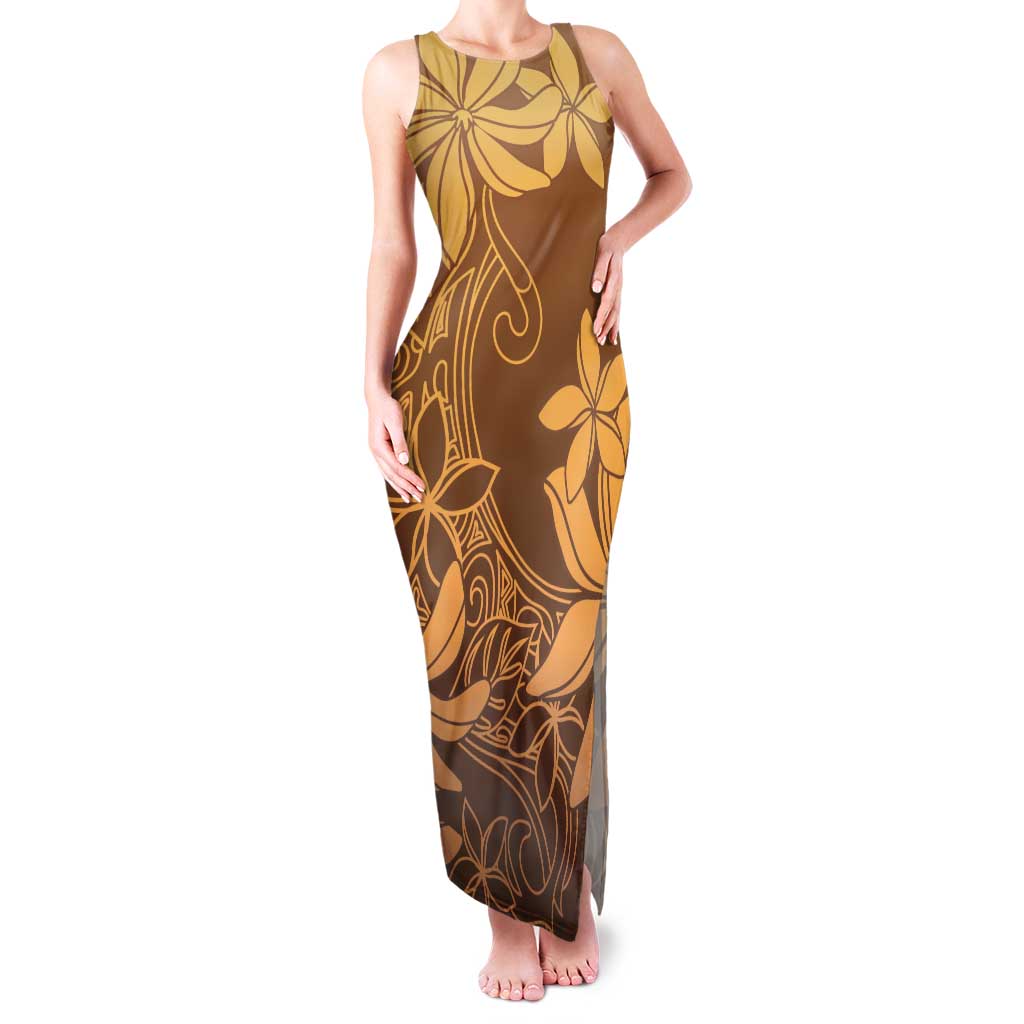 Tiare Tahiti Family Matching Tank Maxi Dress and Hawaiian Shirt Brown Polynesia Motifs - Polynesian Pride