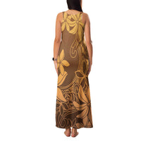Tiare Tahiti Family Matching Tank Maxi Dress and Hawaiian Shirt Brown Polynesia Motifs - Polynesian Pride