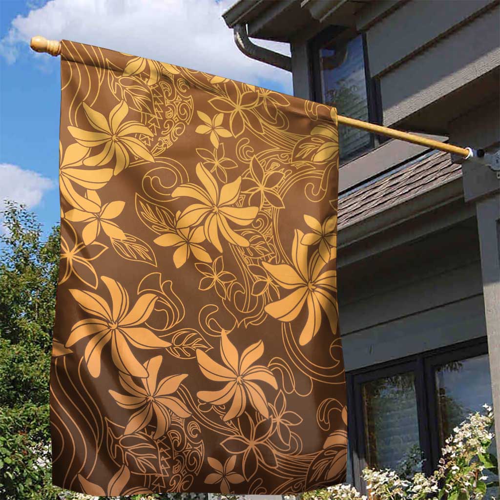 Tiare Tahiti Garden Flag Brown Polynesia Motifs - Polynesian Pride