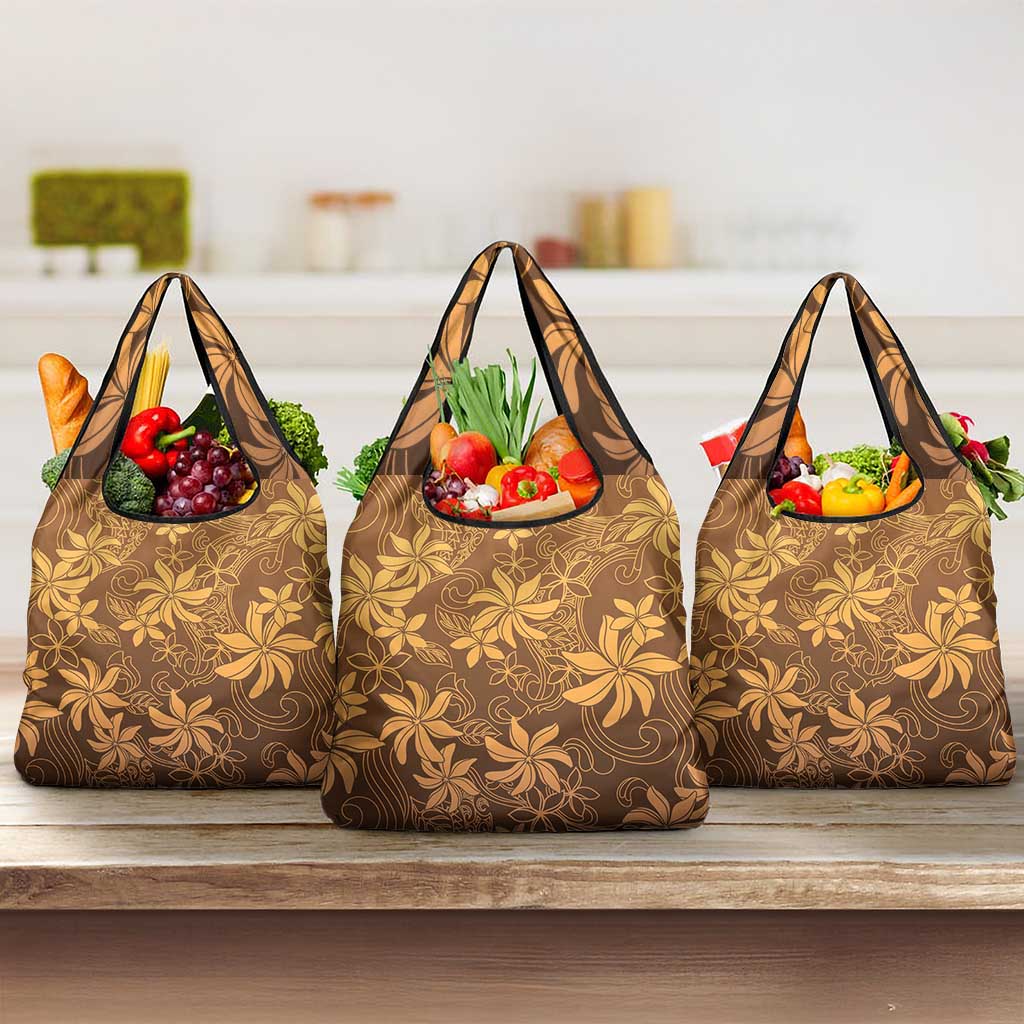 Tiare Tahiti Grocery Bag Brown Polynesia Motifs LT05 3-pack One Size Brown - Polynesian Pride