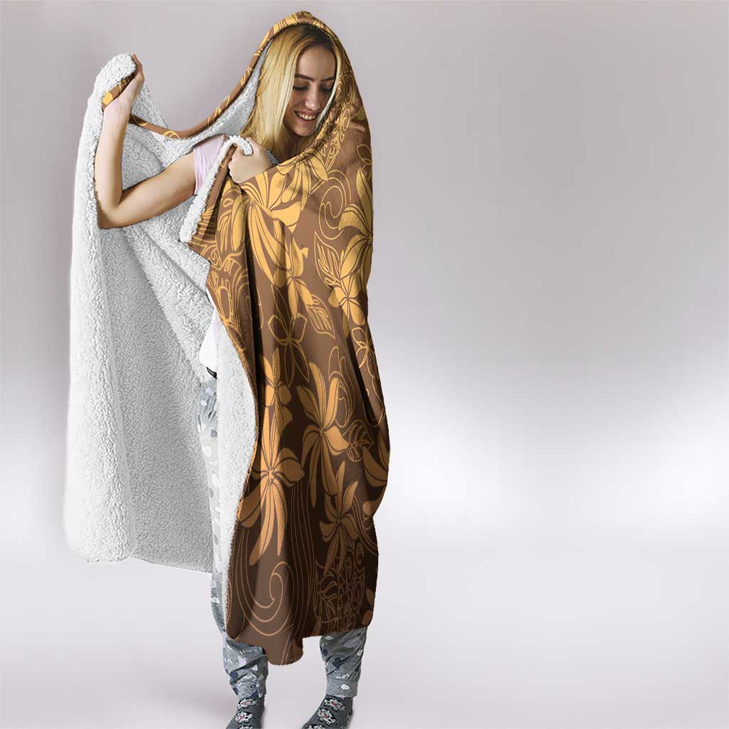 Tiare Tahiti Hooded Blanket Brown Polynesia Motifs - Polynesian Pride
