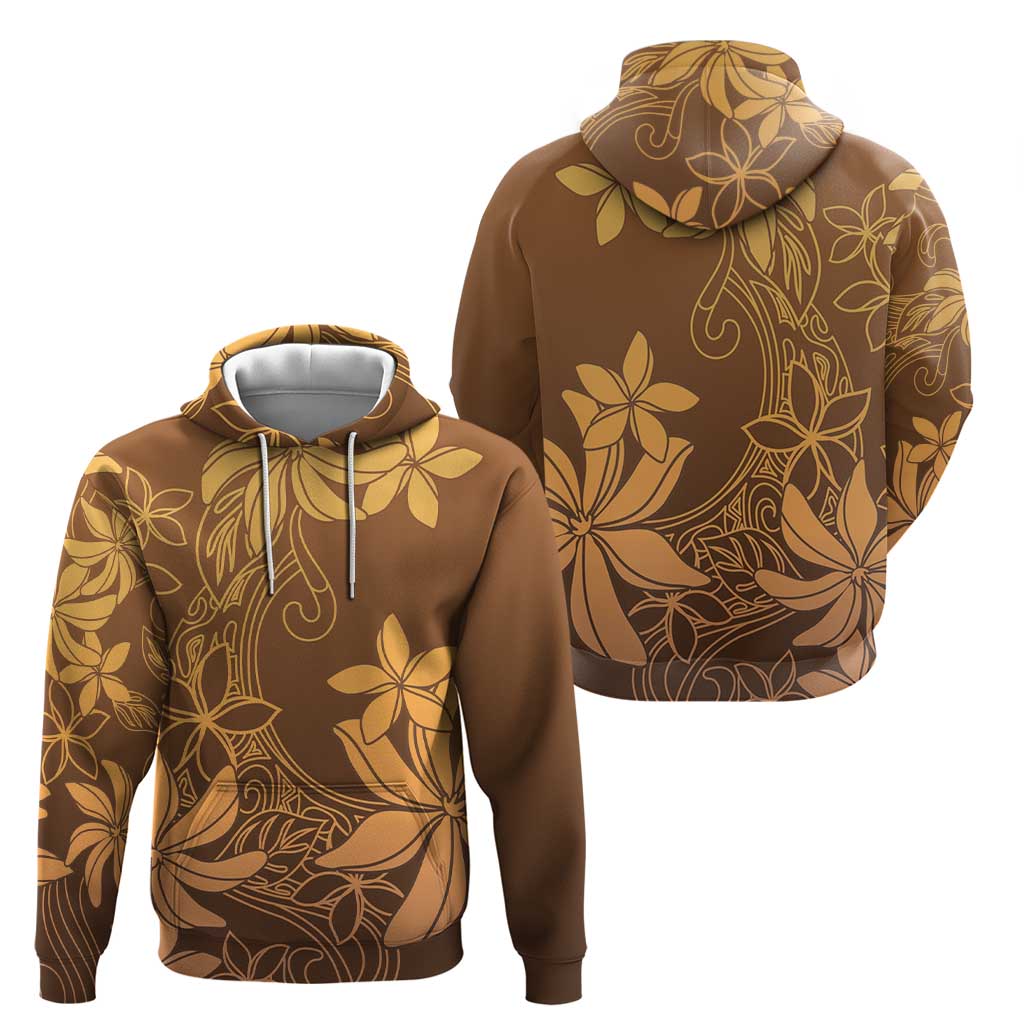 Tiare Tahiti Hoodie Brown Polynesia Motifs - Polynesian Pride