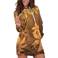 Tiare Tahiti Hoodie Dress Brown Polynesia Motifs - Polynesian Pride