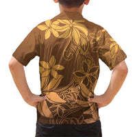 Tiare Tahiti Kid Hawaiian Shirt Brown Polynesia Motifs - Polynesian Pride