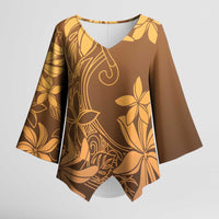 Tiare Tahiti Kimono Sleeve Blouse Brown Polynesia Motifs LT05 Female Brown - Polynesian Pride