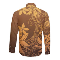 Tiare Tahiti Long Sleeve Button Shirt Brown Polynesia Motifs LT05 - Polynesian Pride