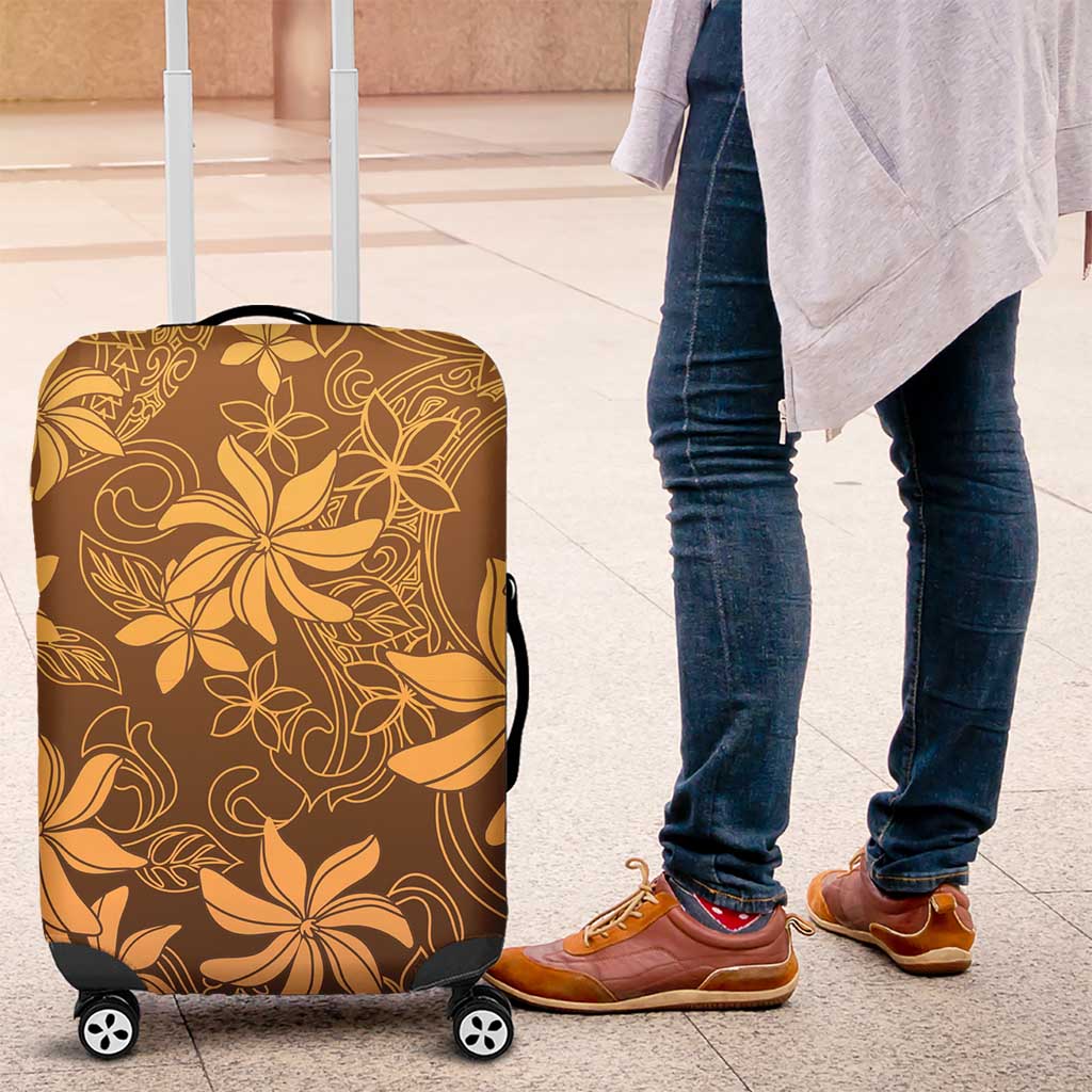 Tiare Tahiti Luggage Cover Brown Polynesia Motifs - Polynesian Pride