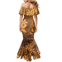 Tiare Tahiti Mermaid Dress Brown Polynesia Motifs - Polynesian Pride
