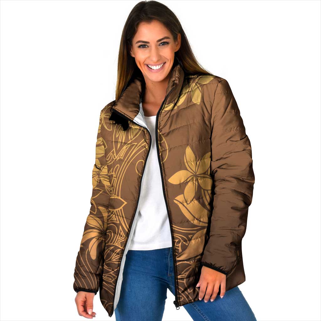 Tiare Tahiti Padded Jacket Brown Polynesia Motifs LT05 Women Brown - Polynesian Pride