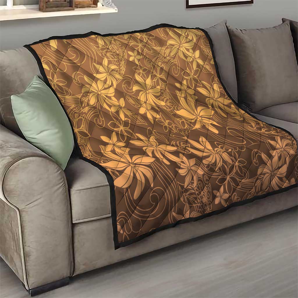 Tiare Tahiti Quilt Brown Polynesia Motifs - Polynesian Pride