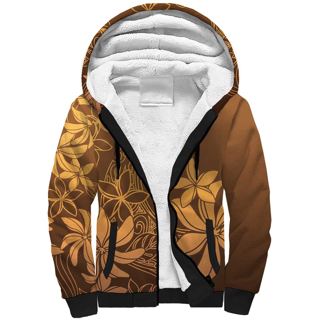Tiare Tahiti Sherpa Hoodie Brown Polynesia Motifs - Polynesian Pride