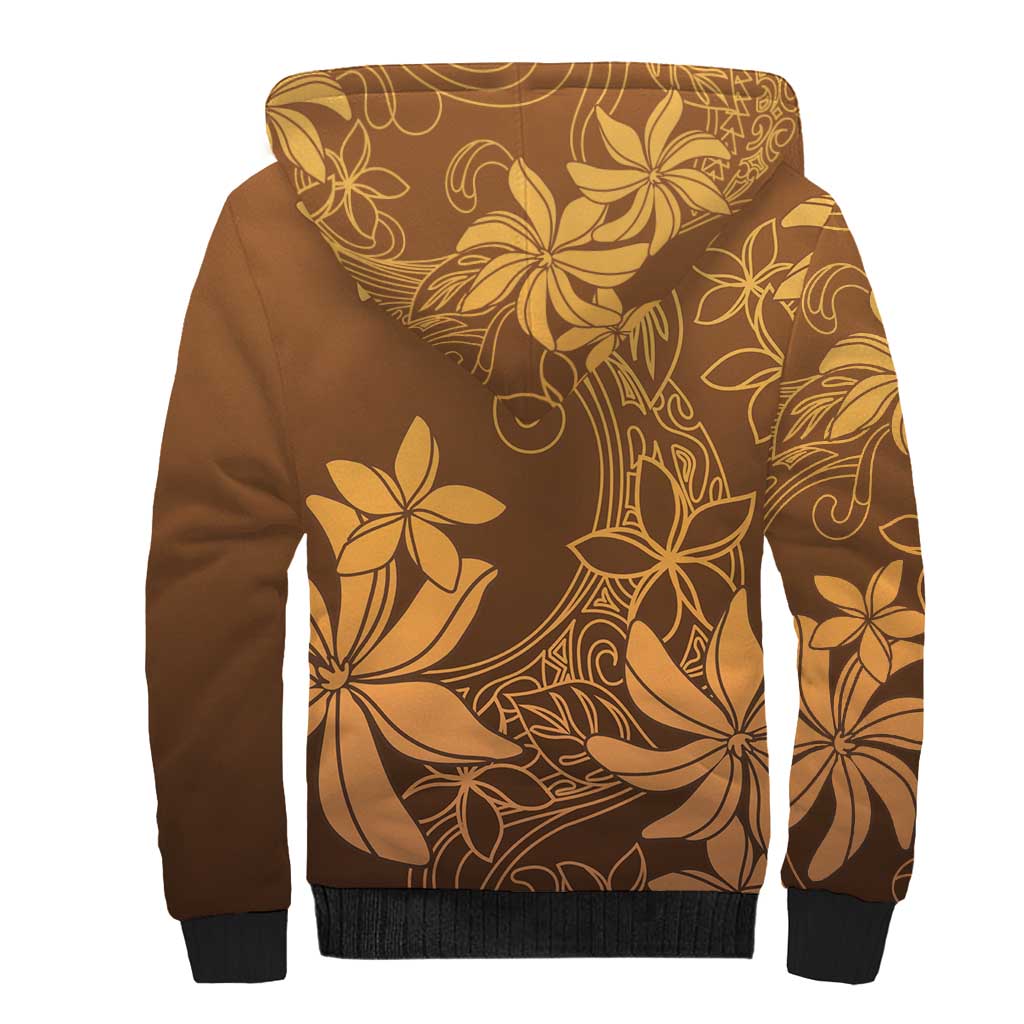 Tiare Tahiti Sherpa Hoodie Brown Polynesia Motifs LT05 - Polynesian Pride