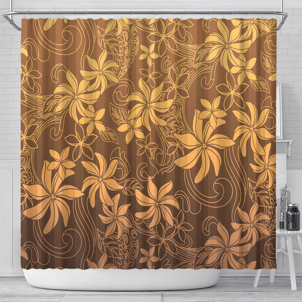 Tiare Tahiti Shower Curtain Brown Polynesia Motifs - Polynesian Pride
