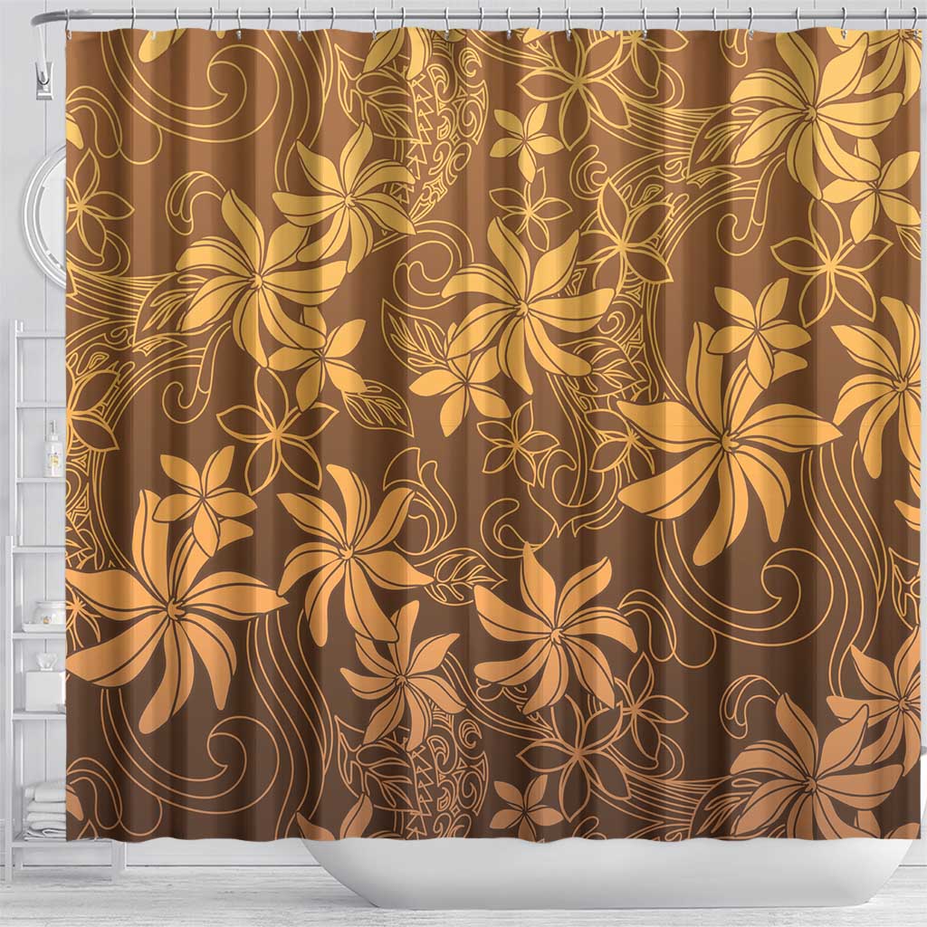 Tiare Tahiti Shower Curtain Brown Polynesia Motifs - Polynesian Pride