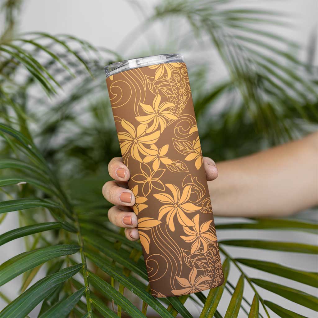 Tiare Tahiti Skinny Tumbler Brown Polynesia Motifs - Polynesian Pride