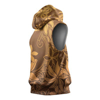 Tiare Tahiti Sleeveless Hoodie Brown Polynesia Motifs LT05 - Polynesian Pride