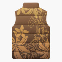 Tiare Tahiti Sleeveless Puffer Jacket Brown Polynesia Motifs LT05 - Polynesian Pride