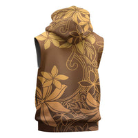 Tiare Tahiti Sleeveless Zip Hoodie Brown Polynesia Motifs - Polynesian Pride