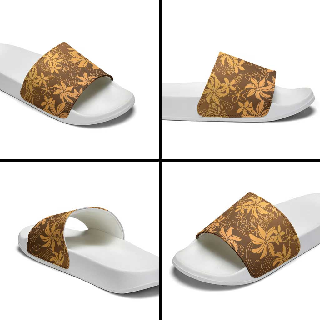 Tiare Tahiti Slide Sandals Brown Polynesia Motifs LT05 - Polynesian Pride