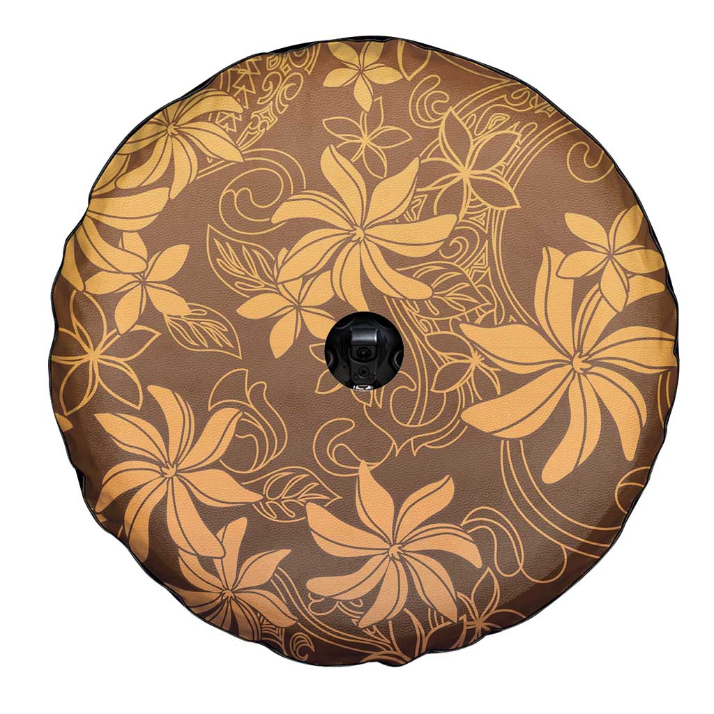 Tiare Tahiti Spare Tire Cover Brown Polynesia Motifs - Polynesian Pride