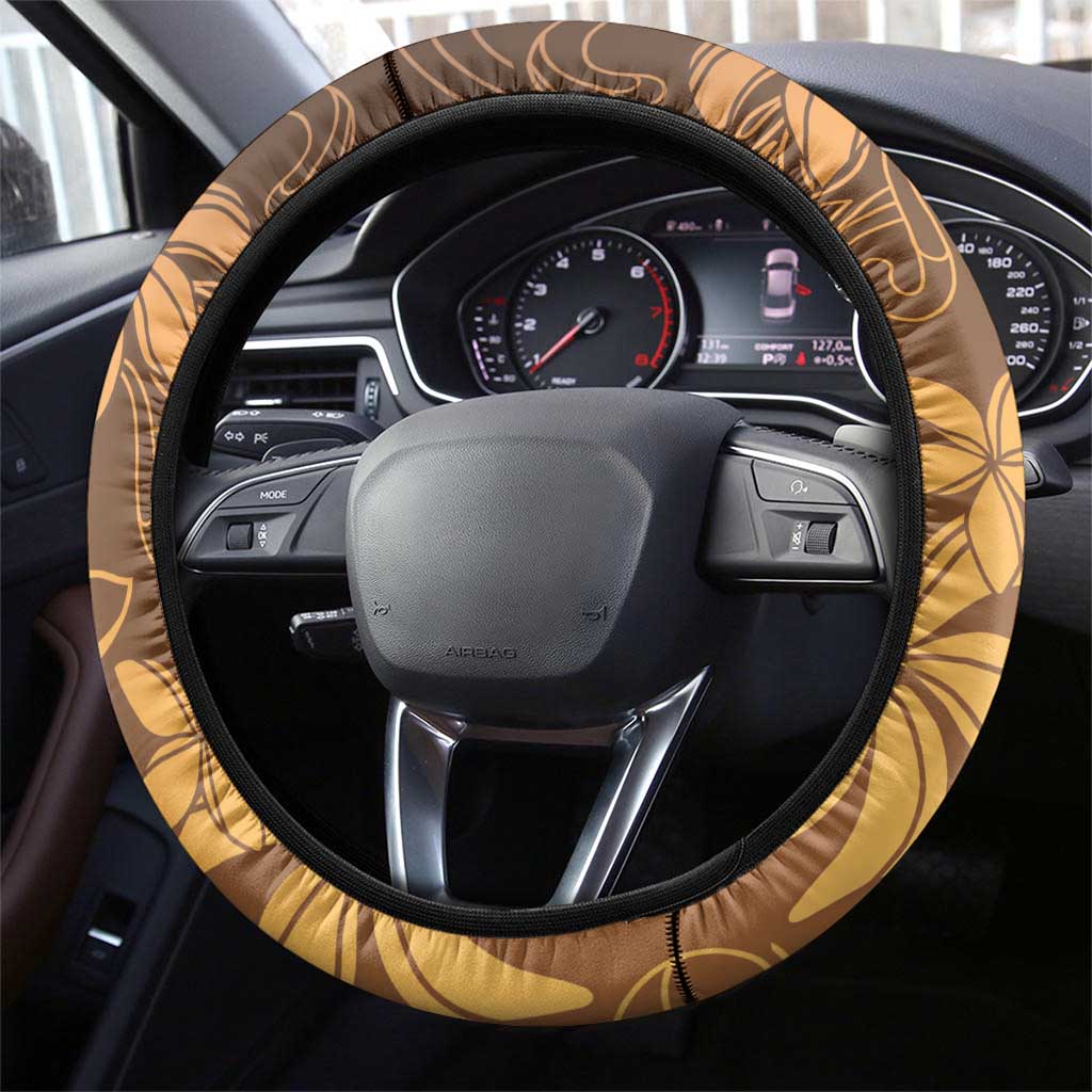Tiare Tahiti Steering Wheel Cover Brown Polynesia Motifs LT05 - Polynesian Pride