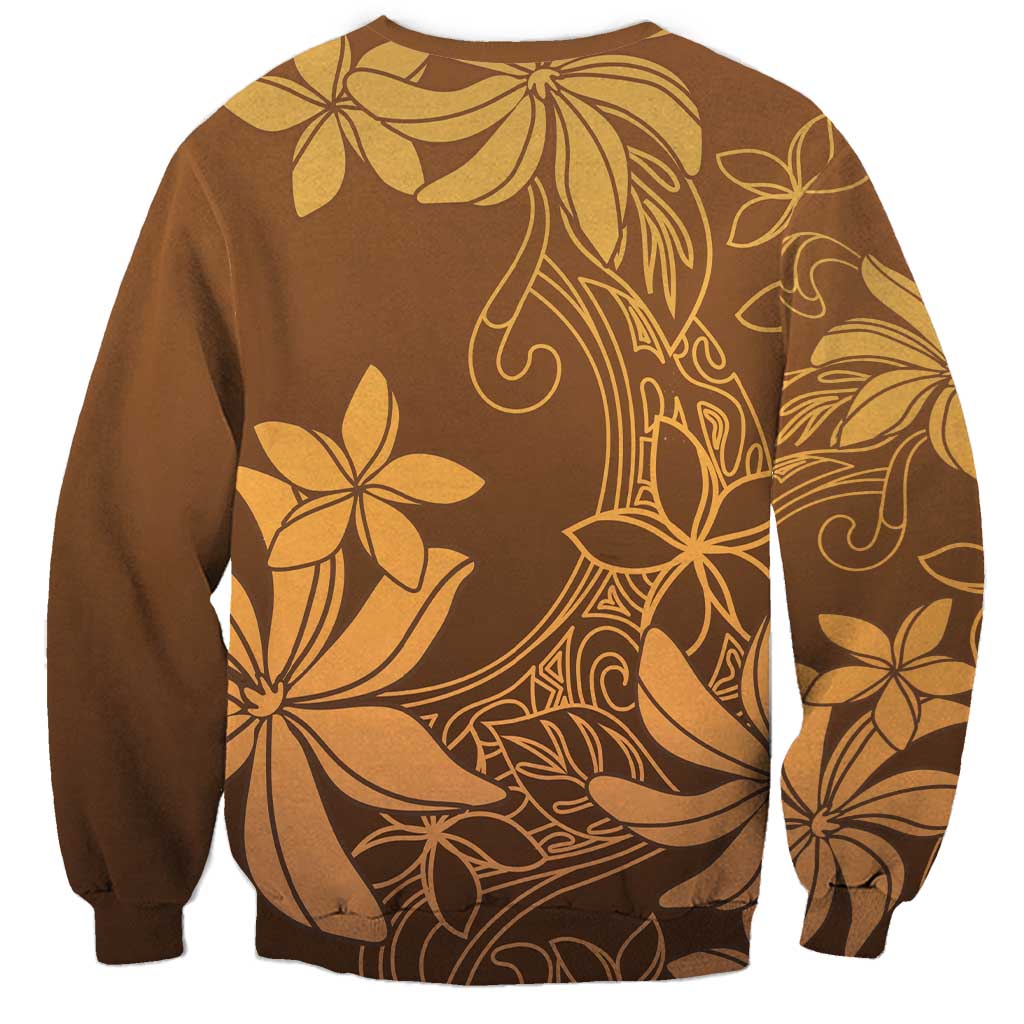 Tiare Tahiti Sweatshirt Brown Polynesia Motifs LT05 - Polynesian Pride