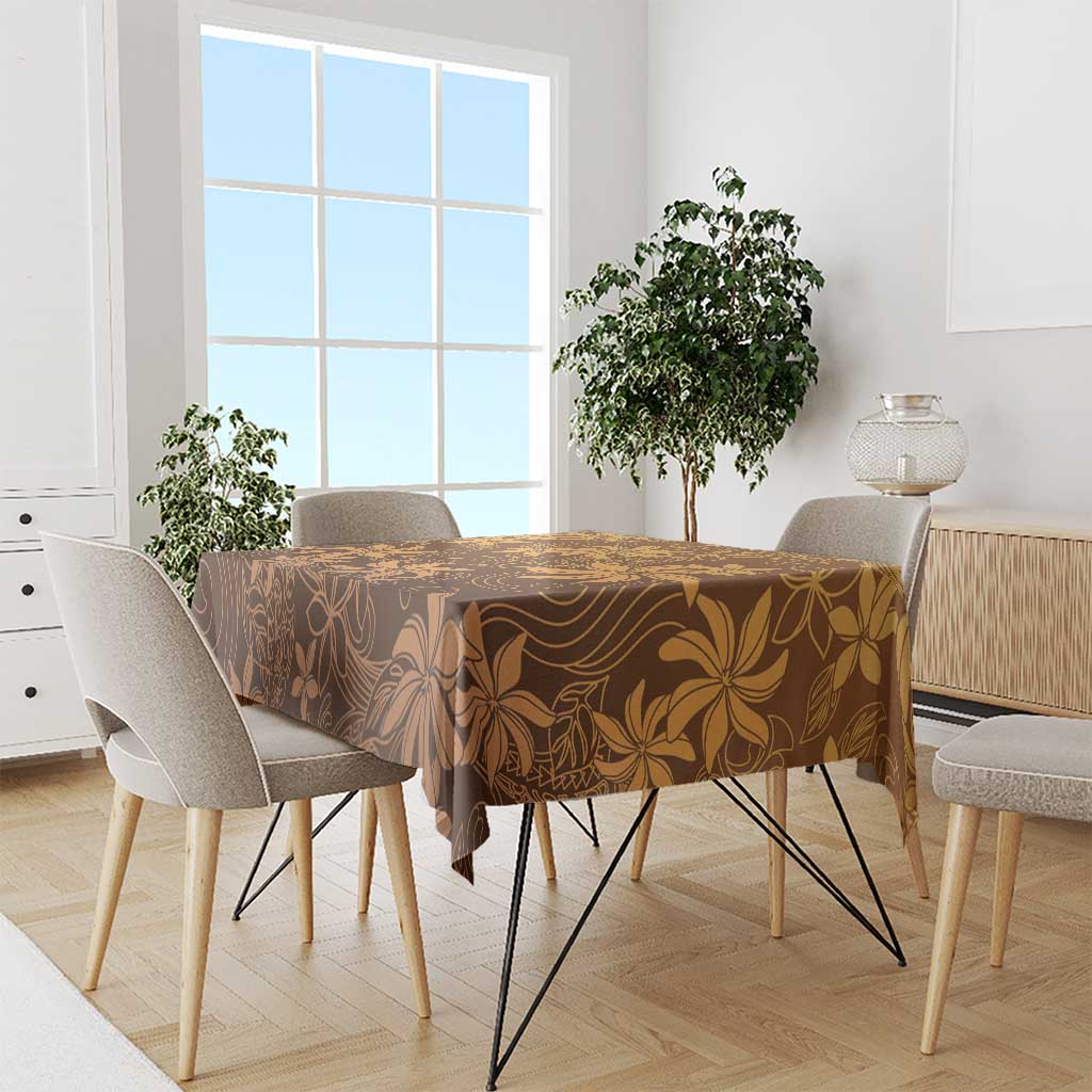 Tiare Tahiti Tablecloth Brown Polynesia Motifs LT05 - Polynesian Pride