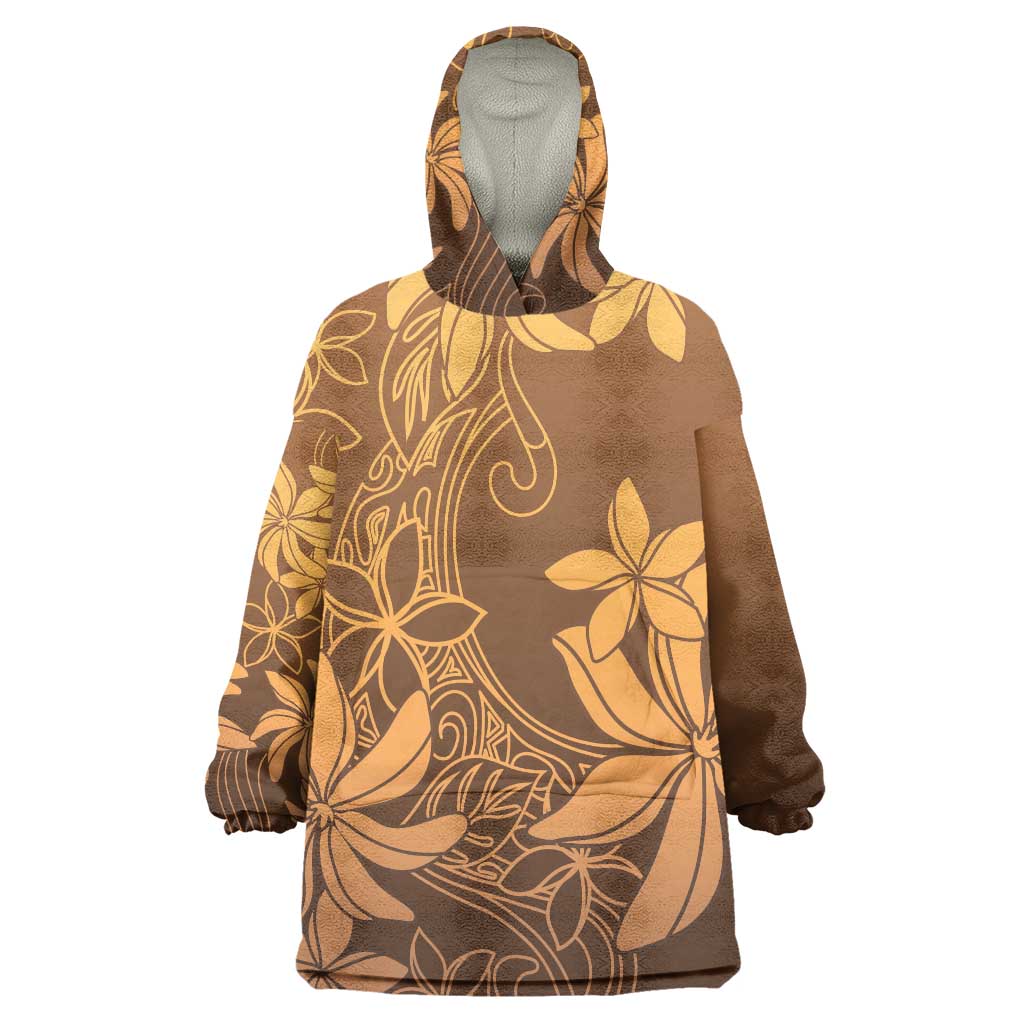 Tiare Tahiti Wearable Blanket Hoodie Brown Polynesia Motifs LT05 One Size Brown - Polynesian Pride