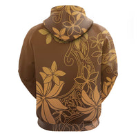 Tiare Tahiti Zip Hoodie Brown Polynesia Motifs - Polynesian Pride