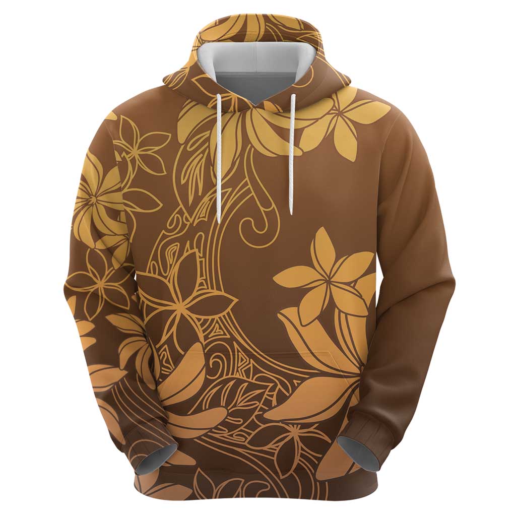 Tiare Tahiti Zip Hoodie Brown Polynesia Motifs - Polynesian Pride