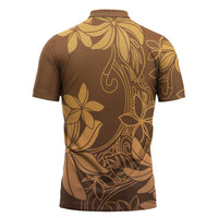 Tiare Tahiti Zipper Polo Shirt Brown Polynesia Motifs LT05 - Polynesian Pride