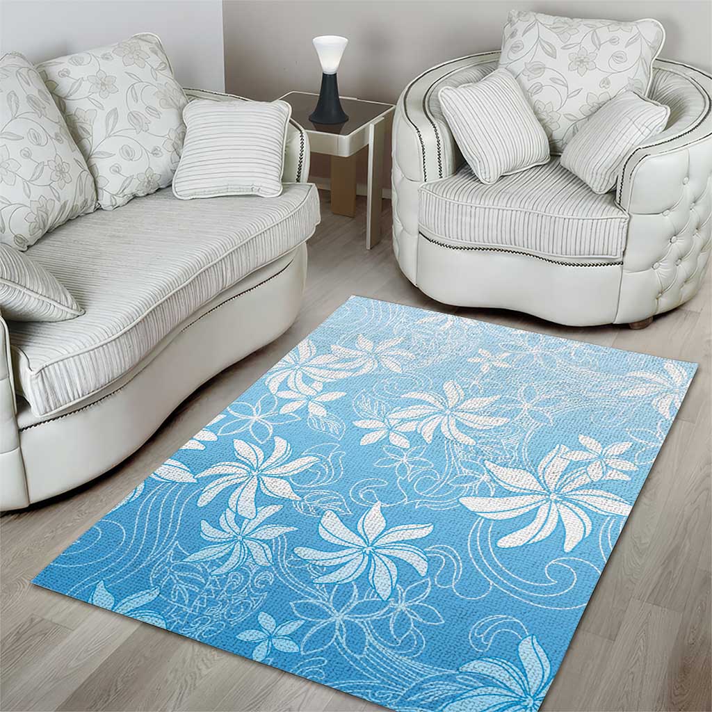 Tiare Tahiti Area Rug Blue Polynesia Motifs - Polynesian Pride