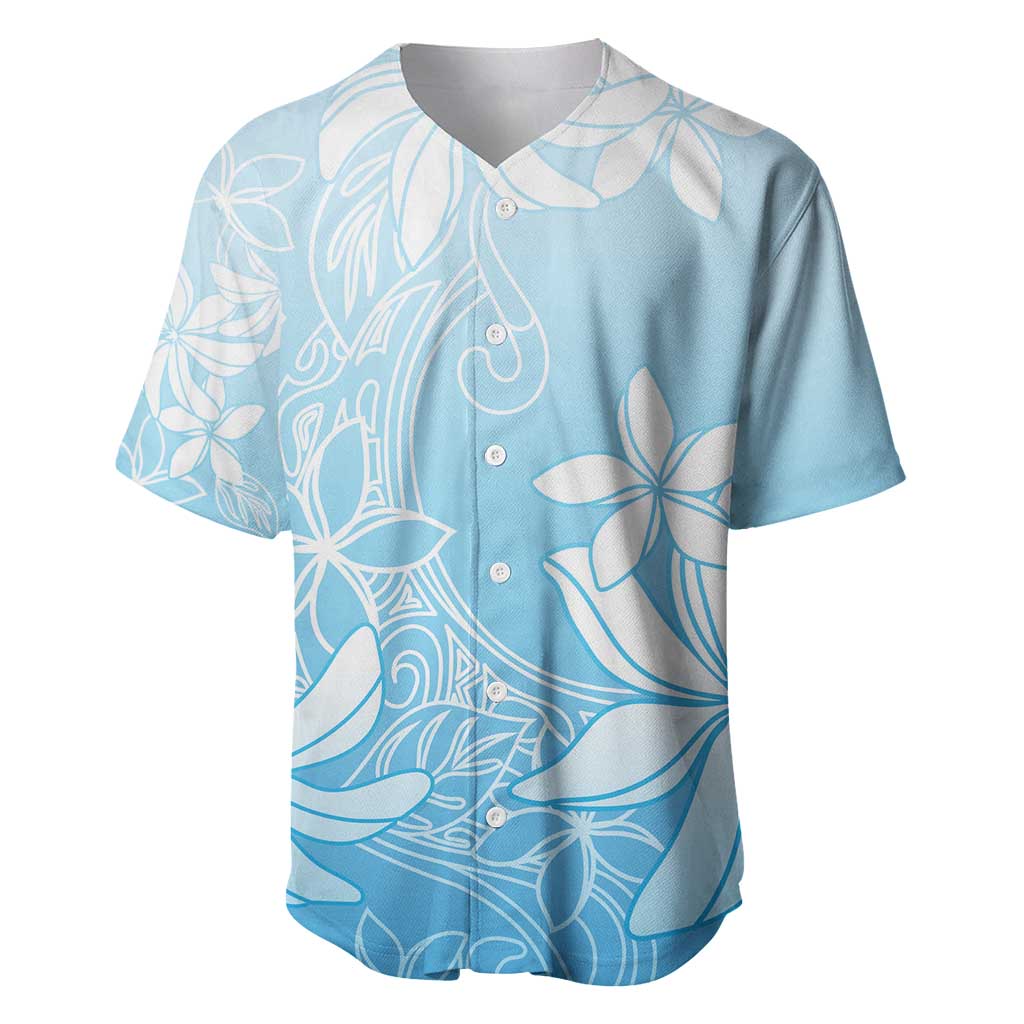 Tiare Tahiti Baseball Jersey Blue Polynesia Motifs - Polynesian Pride