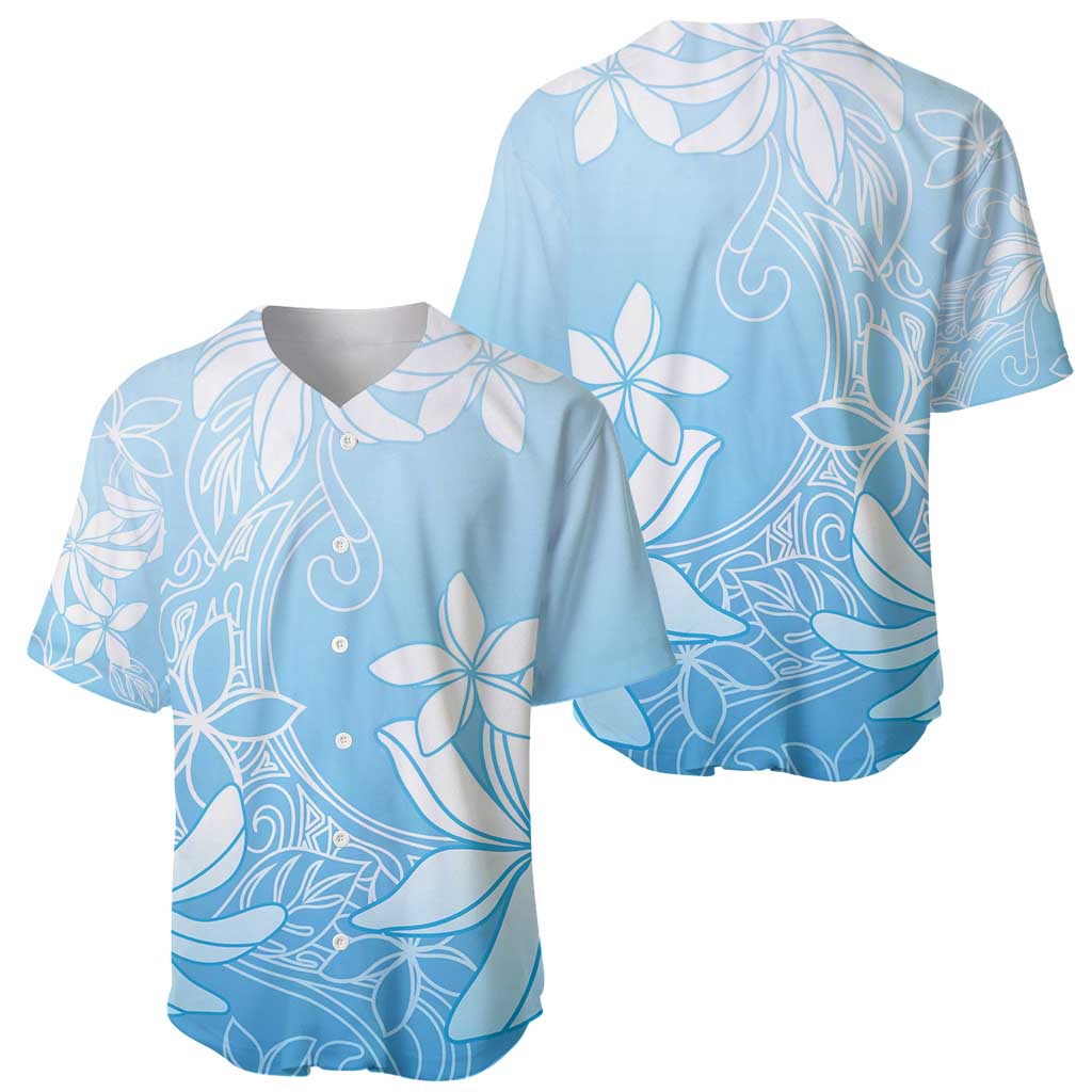 Tiare Tahiti Baseball Jersey Blue Polynesia Motifs - Polynesian Pride