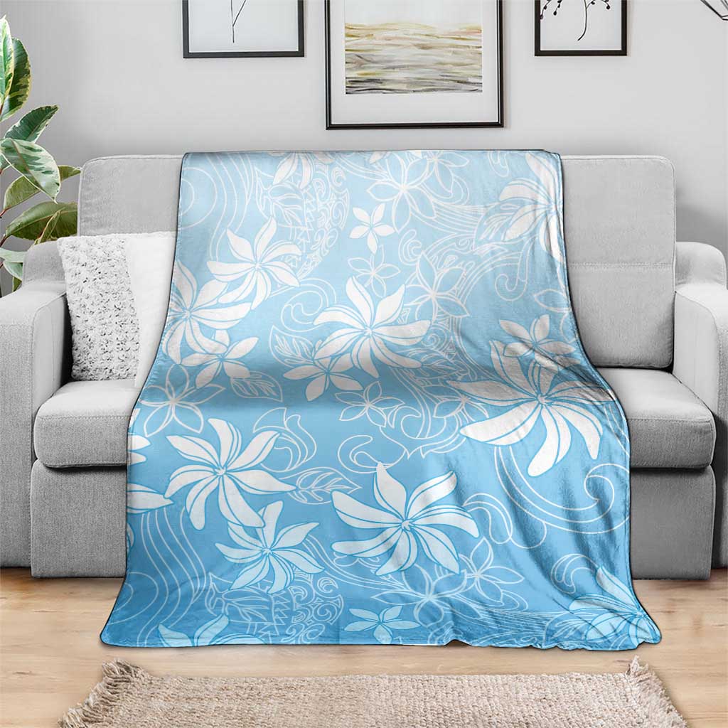 Tiare Tahiti Blanket Blue Polynesia Motifs - Polynesian Pride