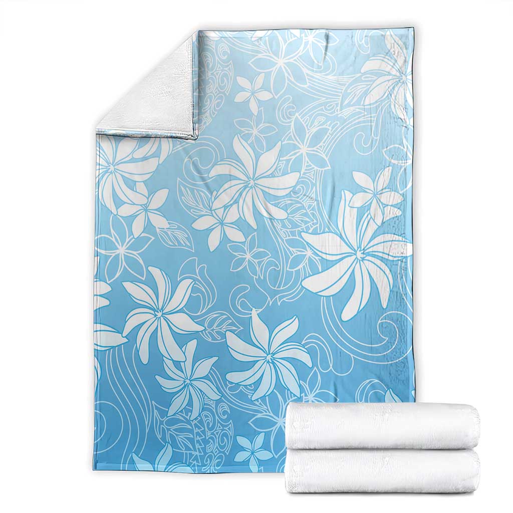 Tiare Tahiti Blanket Blue Polynesia Motifs - Polynesian Pride