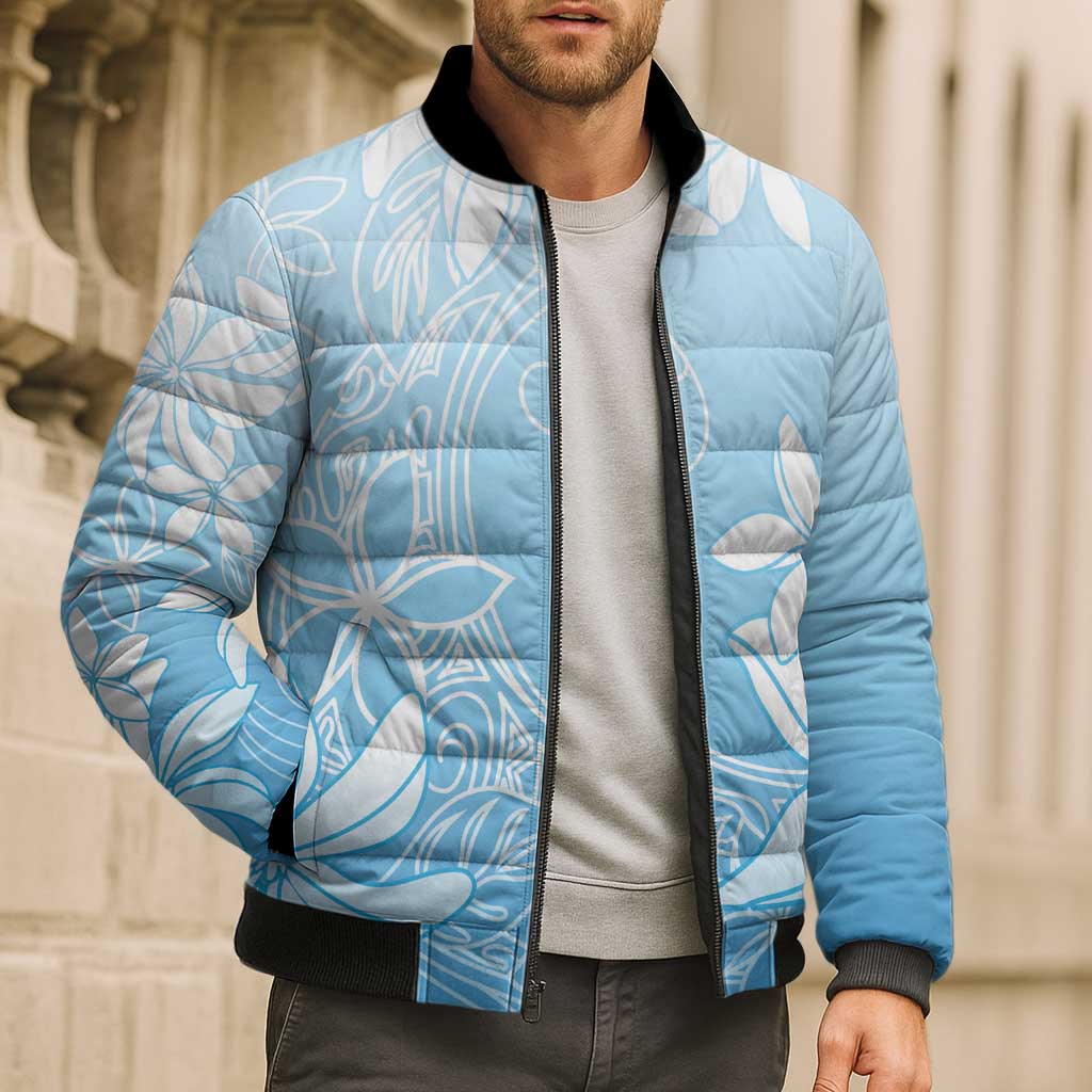 Tiare Tahiti Bomber Puffer Jacket Blue Polynesia Motifs LT05 - Polynesian Pride