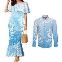 Tiare Tahiti Couples Matching Mermaid Dress and Long Sleeve Button Shirt Blue Polynesia Motifs LT05 Blue - Polynesian Pride