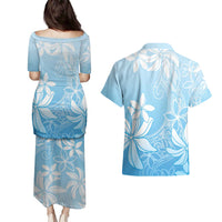 Tiare Tahiti Couples Matching Puletasi and Hawaiian Shirt Blue Polynesia Motifs LT05 - Polynesian Pride