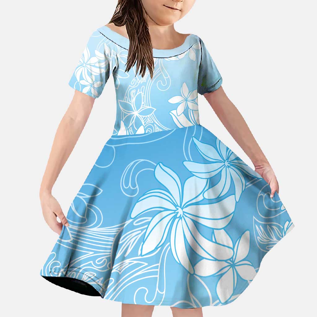 Tiare Tahiti Family Matching Long Sleeve Bodycon Dress and Hawaiian Shirt Blue Polynesia Motifs - Polynesian Pride