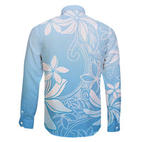Tiare Tahiti Family Matching Long Sleeve Bodycon Dress and Hawaiian Shirt Blue Polynesia Motifs - Polynesian Pride