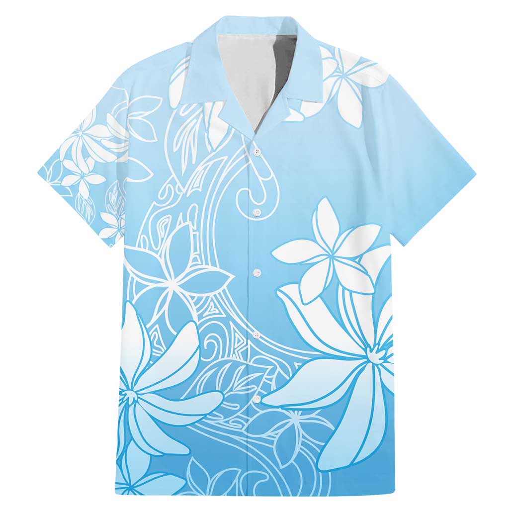 Tiare Tahiti Family Matching Mermaid Dress and Hawaiian Shirt Blue Polynesia Motifs - Polynesian Pride